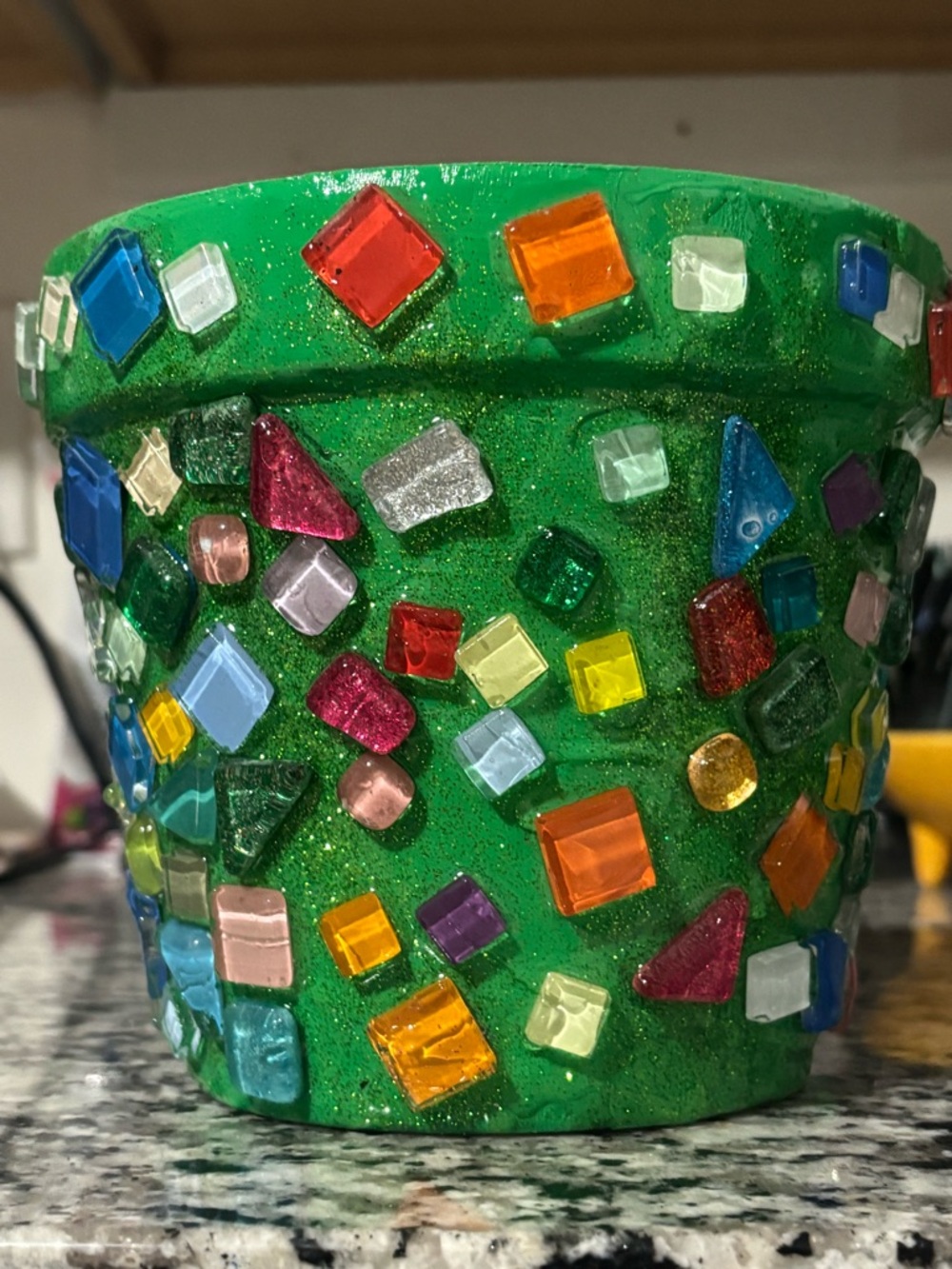 Handcrafted Green Mosaic Decorative Planter
